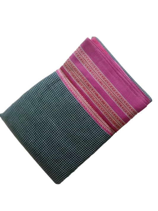 Anchu Patteda Gometini Saree Black Checks with Pink