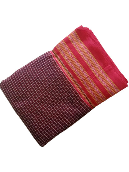 Anchu Patteda Gometini Saree Brown with Pink