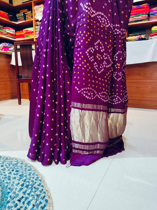 Bandhej Modal Silk Purple