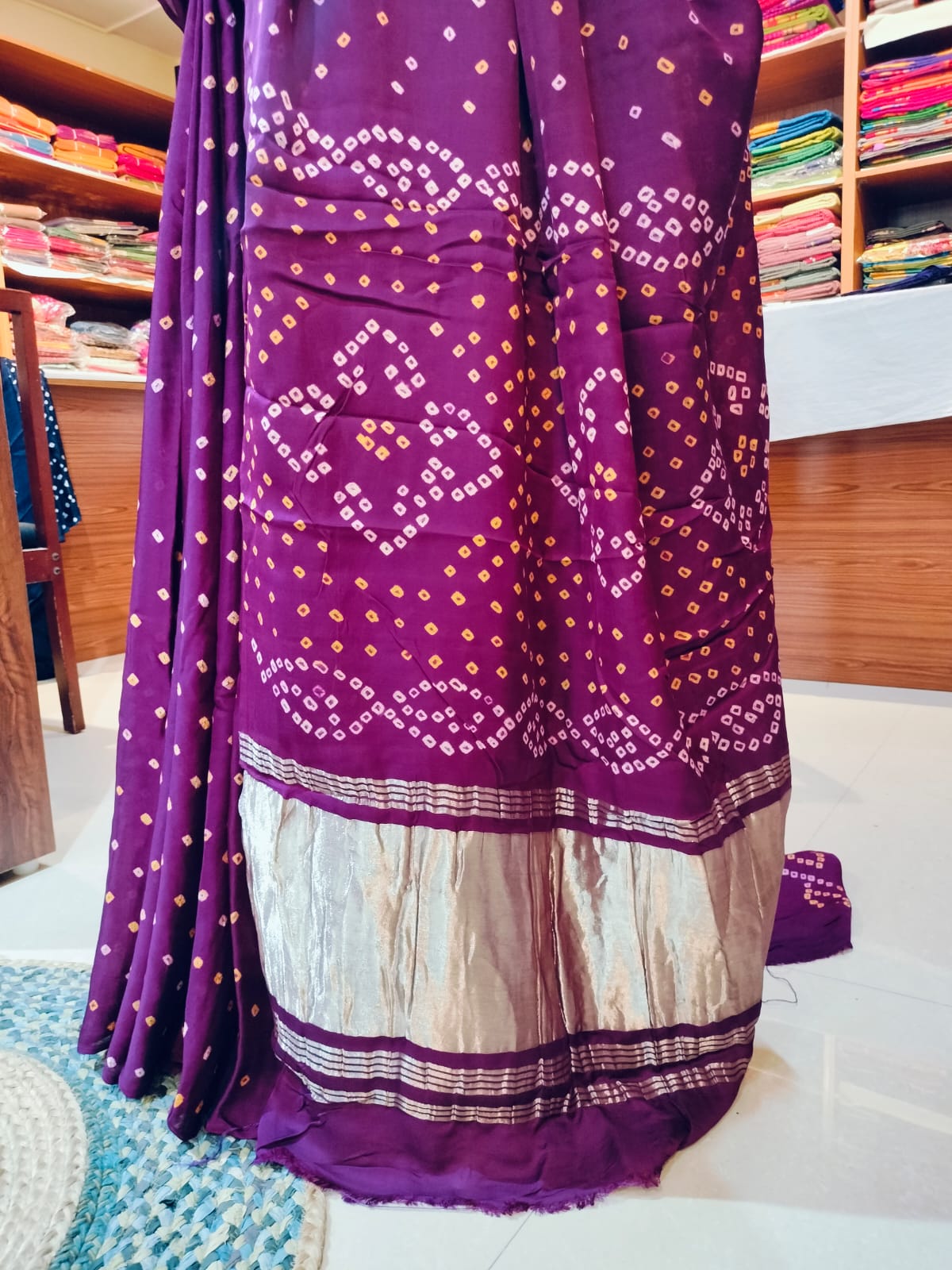 Bandhej Modal Silk Purple