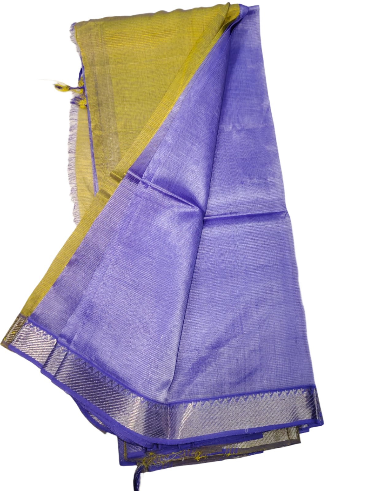 Mangalgiri Cotton Silk Blue with Yellow