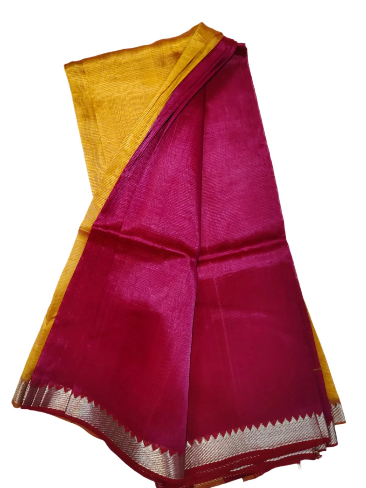 Mangalgiri Cotton Silk Maroon with Yellow