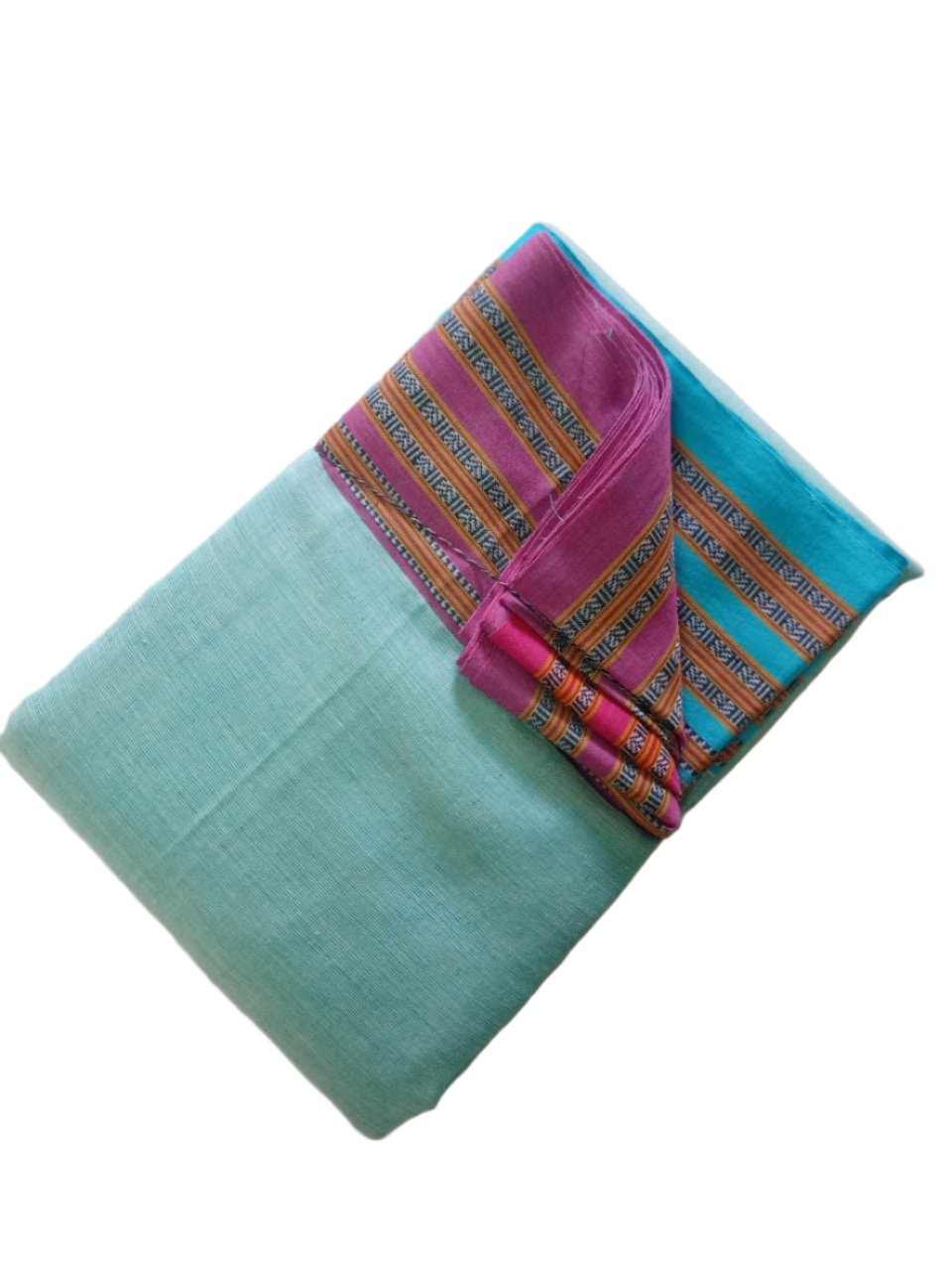 Anchu Patteda Gometini Saree Blue with pink