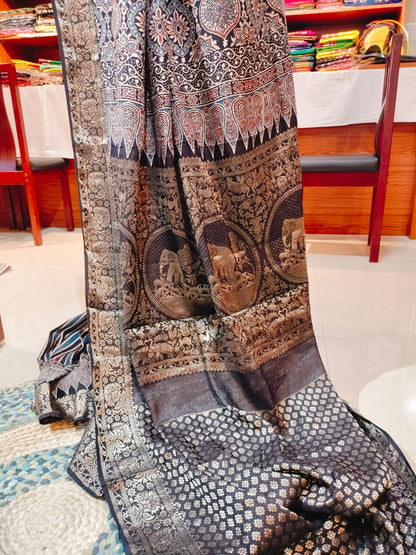 Ajrakh Modal Dola Silk Black