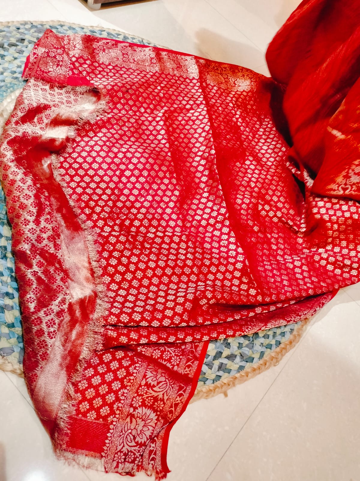 Ajrakh Modal Dola Silk Brick Red