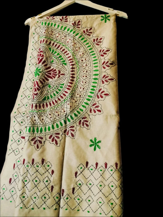 Kantha Cotton Saree Cream