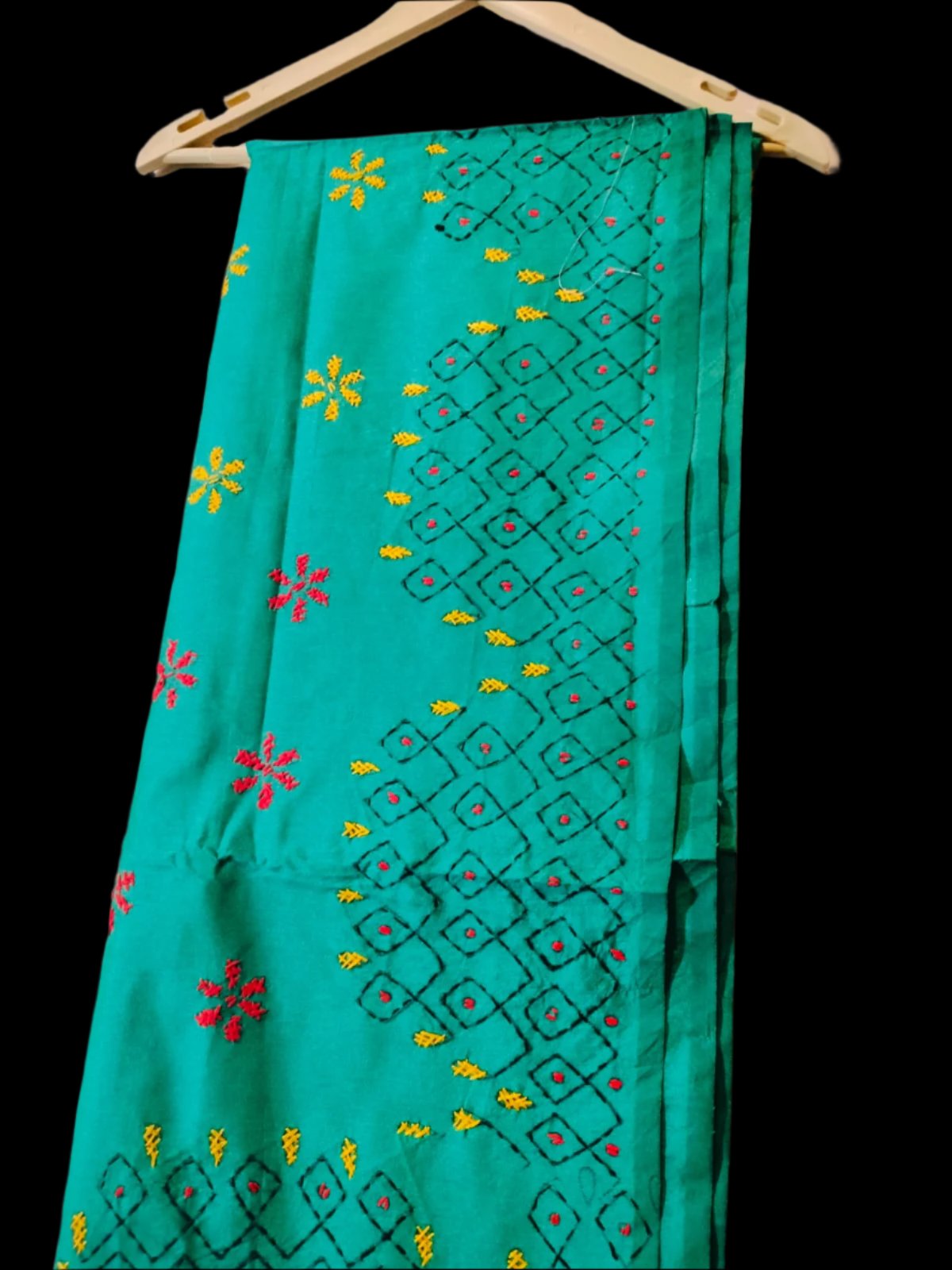 Kantha Work Saree Green