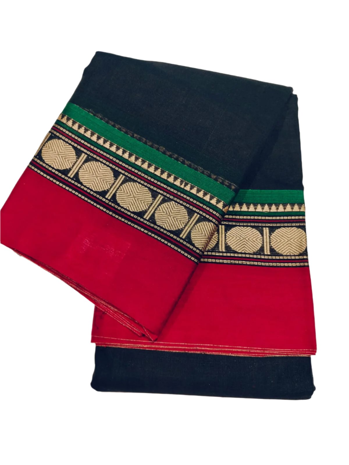 Narayanpet Cotton Saree Black with Maroon