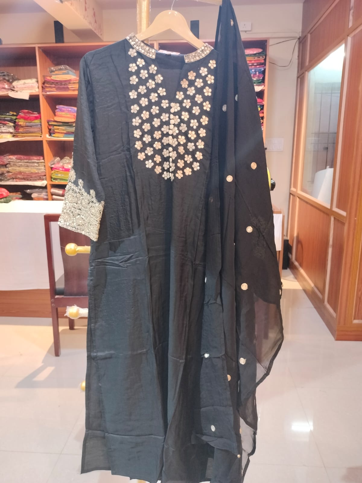 Designer Wear Black Silk Salwar