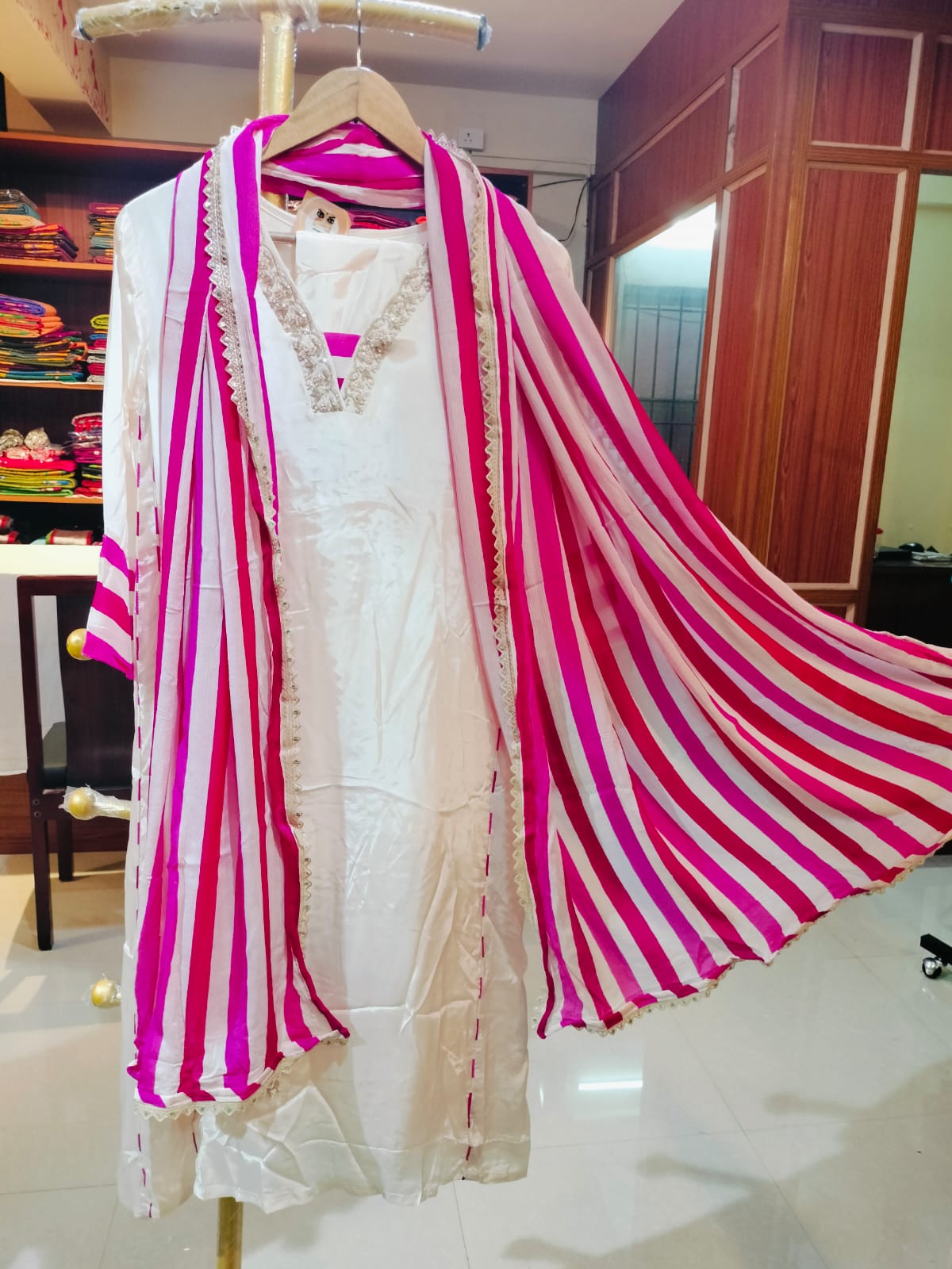 Designer Silk White Salwar