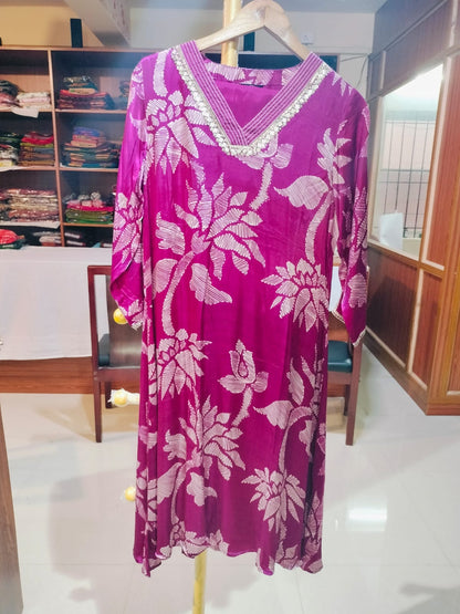 Designer Gajji Salwar and Top Purple