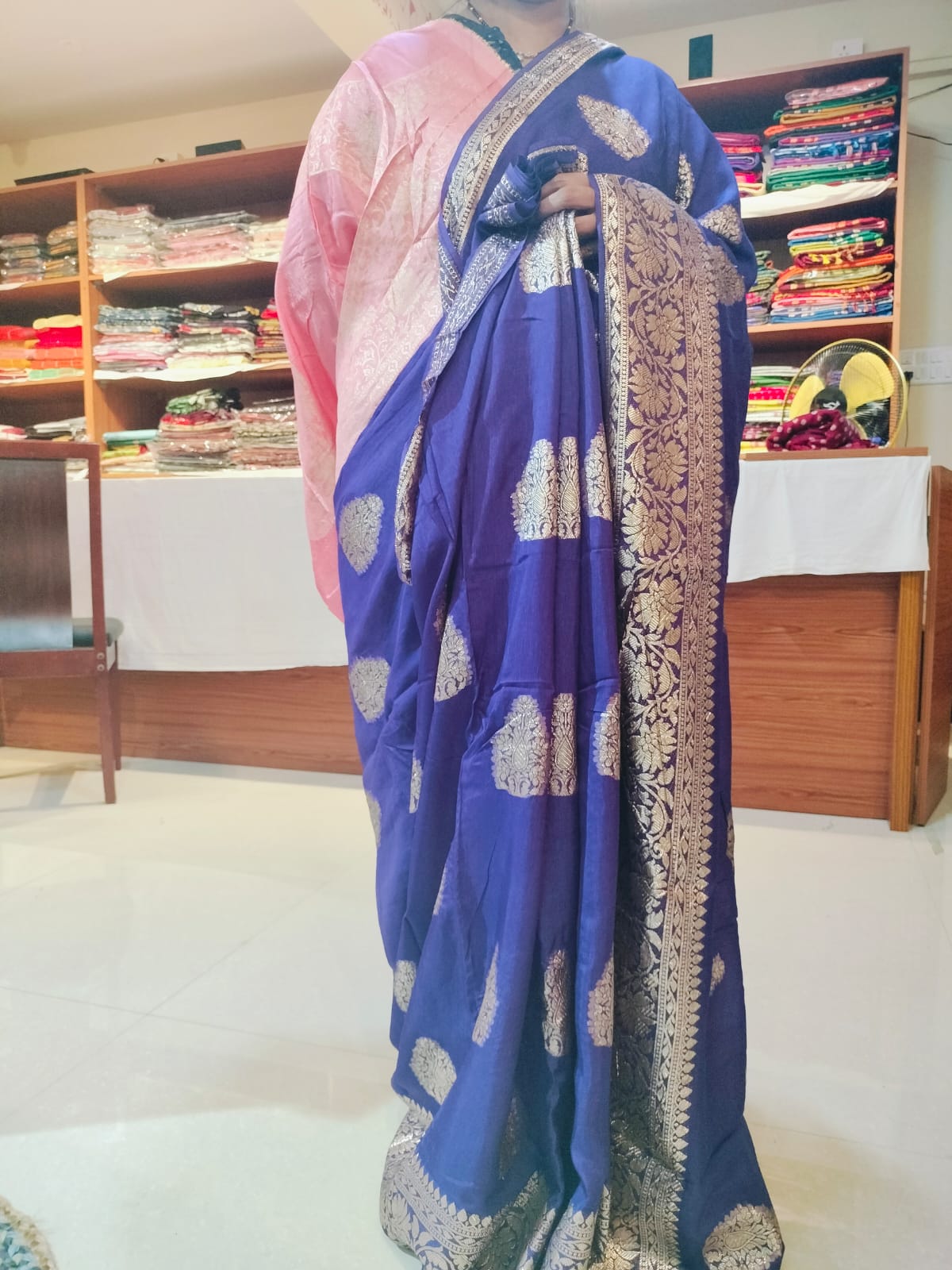 Designer Saree Purple with Pink