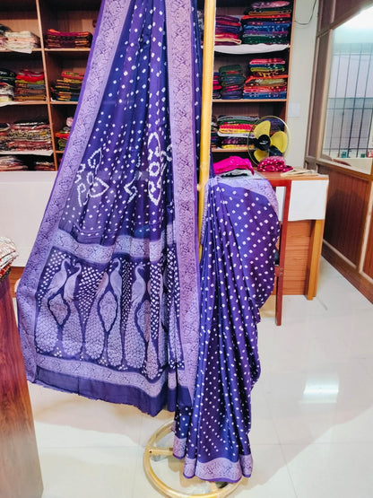 Bandhej Modal Silk Lakhnavi Purple