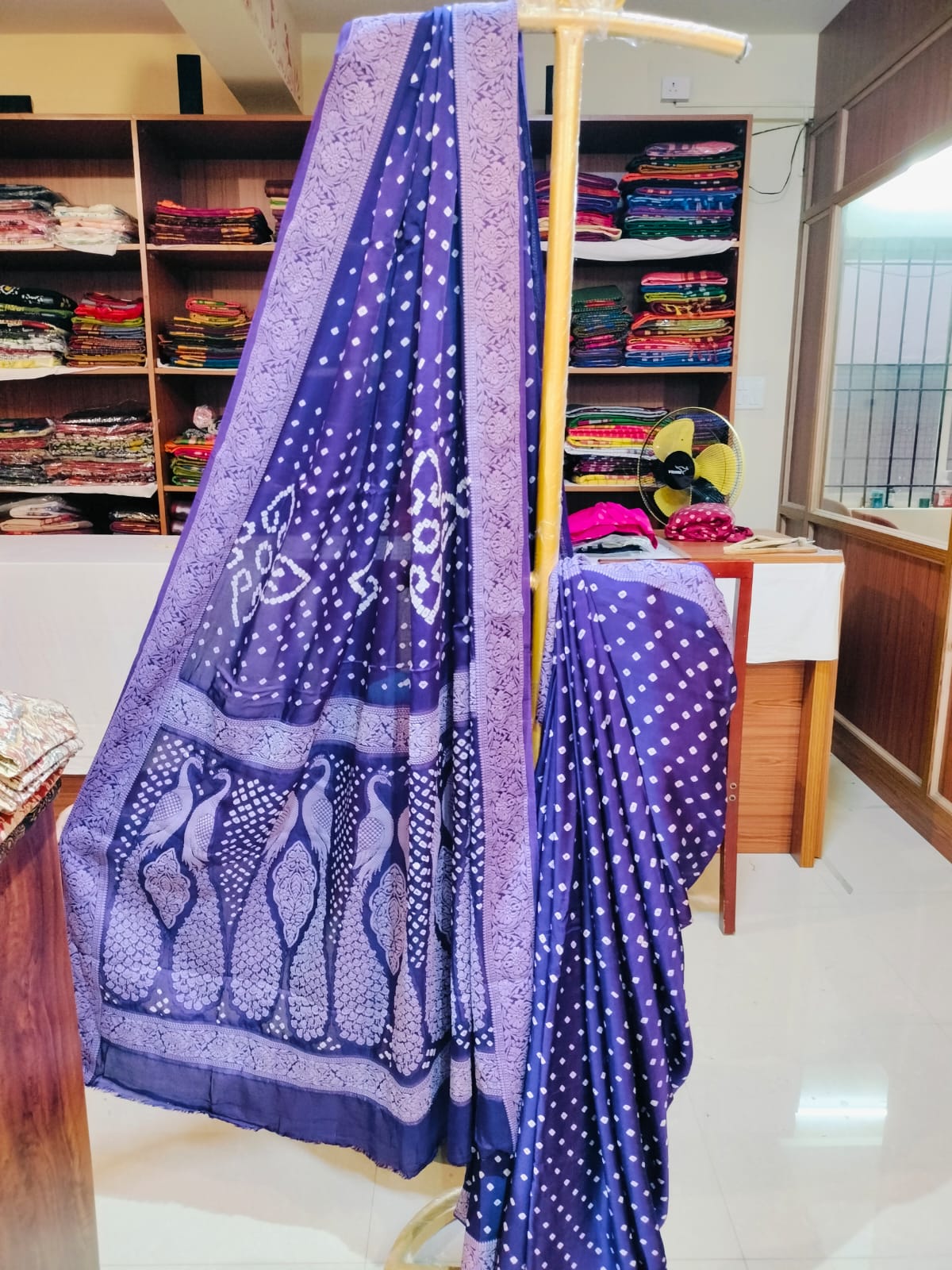 Bandhej Modal Silk Lakhnavi Purple