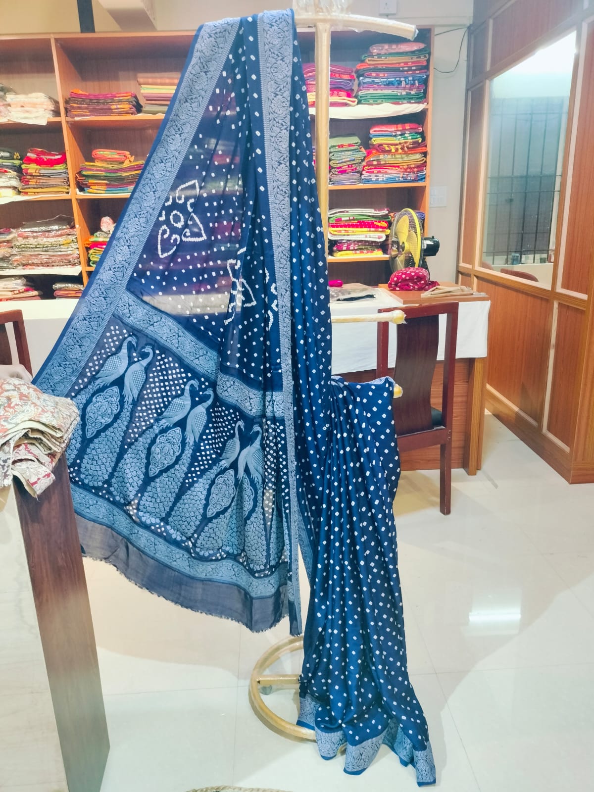 Bandhej Modal Silk Lakhnavi Blue