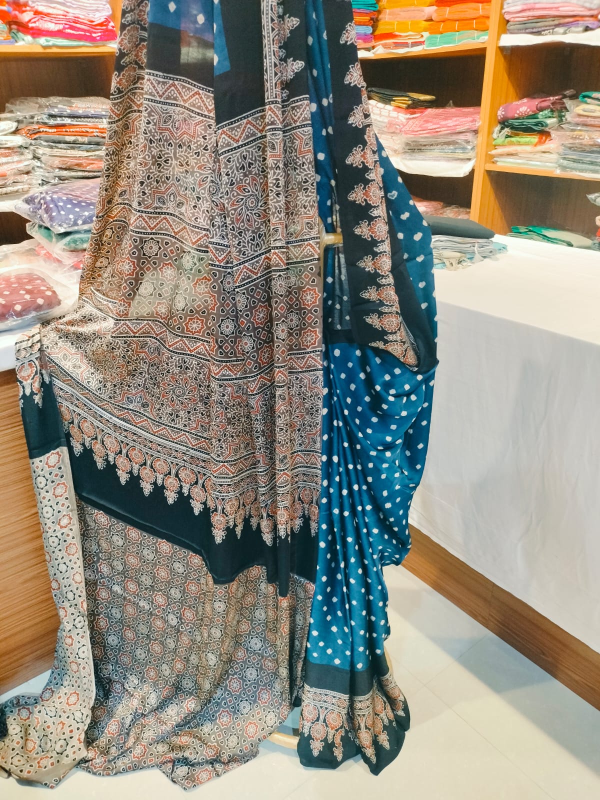 Ajrakh Bandhej Modal Silk