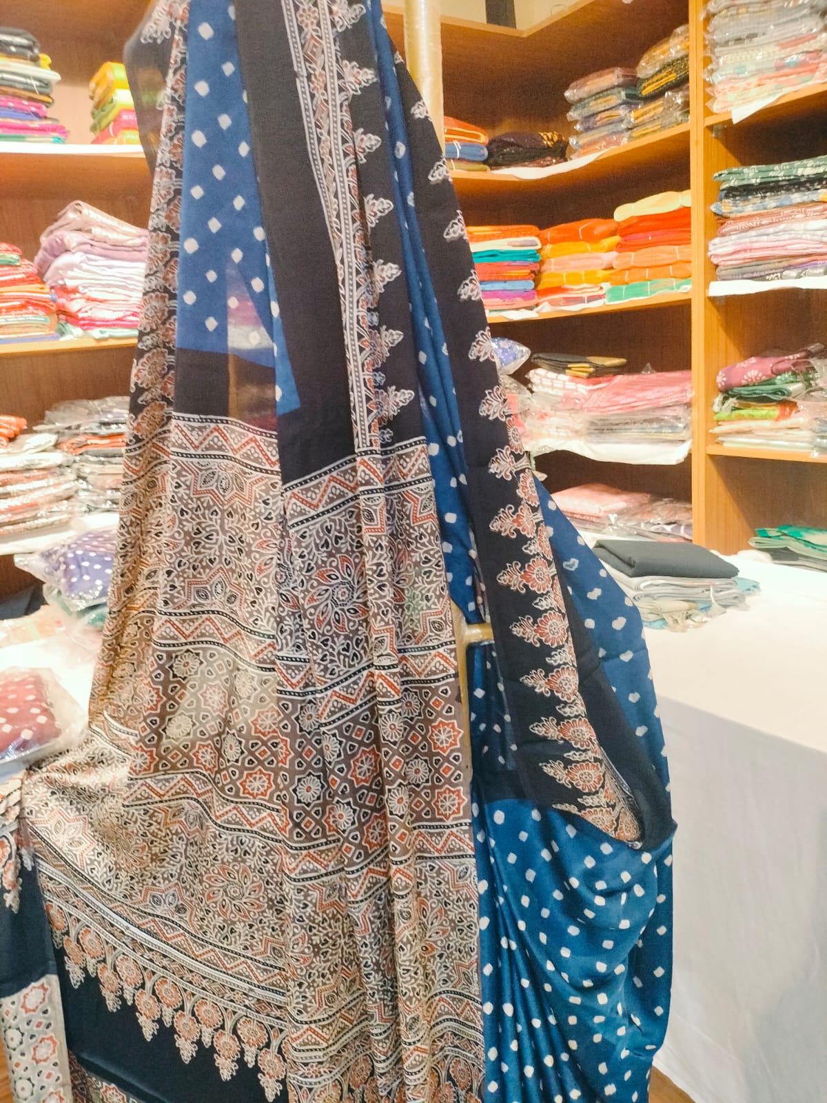 Ajrakh Bandhej Modal Silk