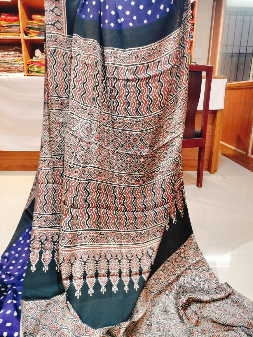 Ajrakh Bandhej Modal Silk