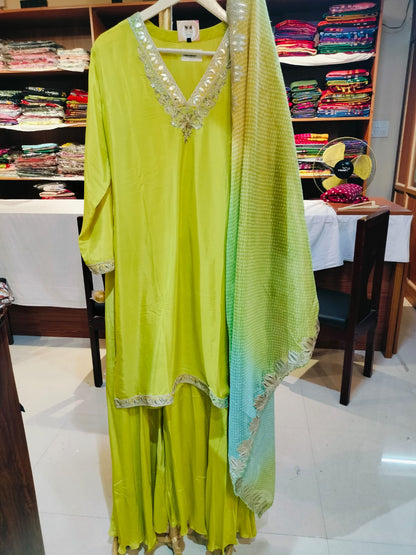 Designer Crepe Silk Salwar Green