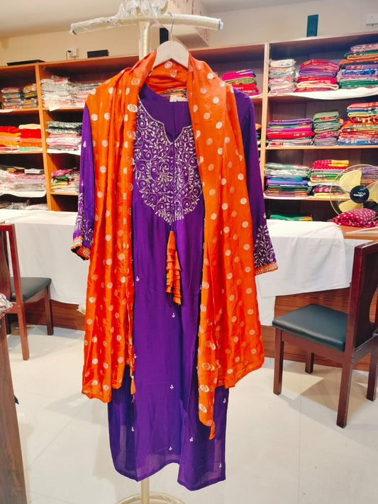 Designer silk salwar Purple