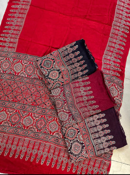 Ajrakh Modal Silk Red