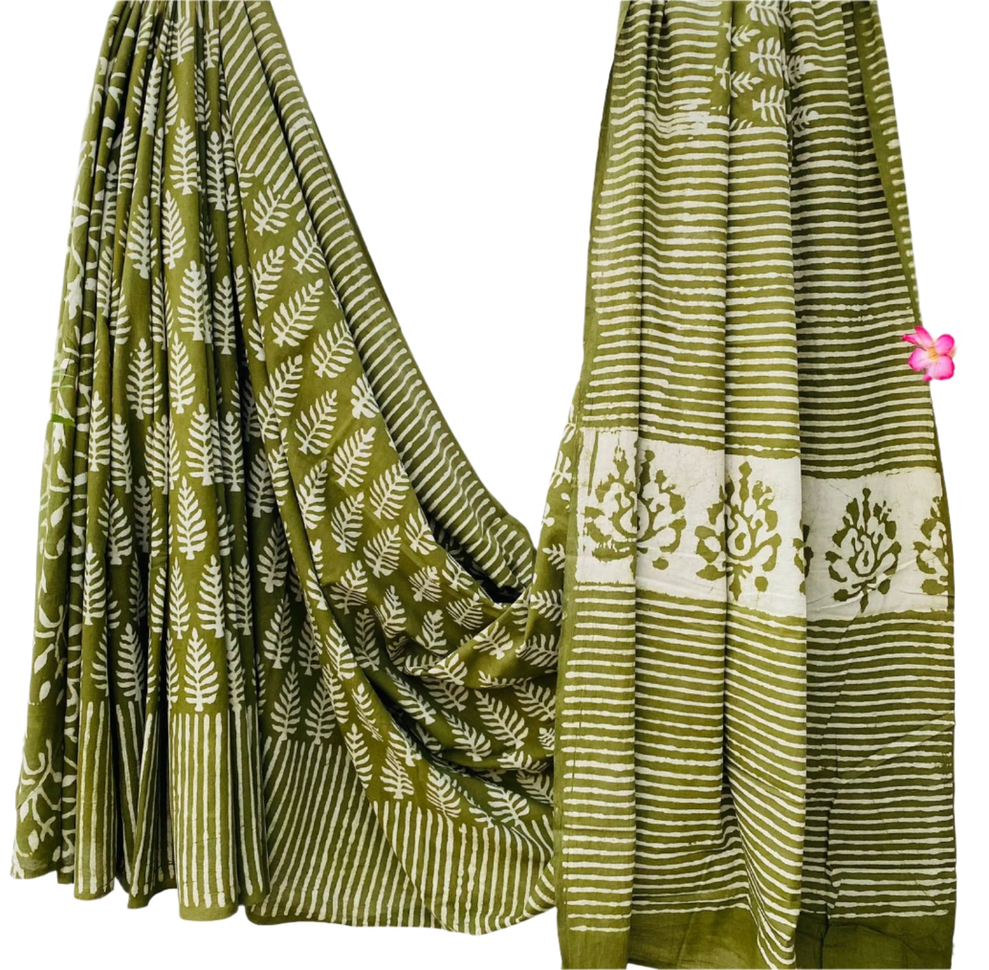 Mul Cotton Saree Green