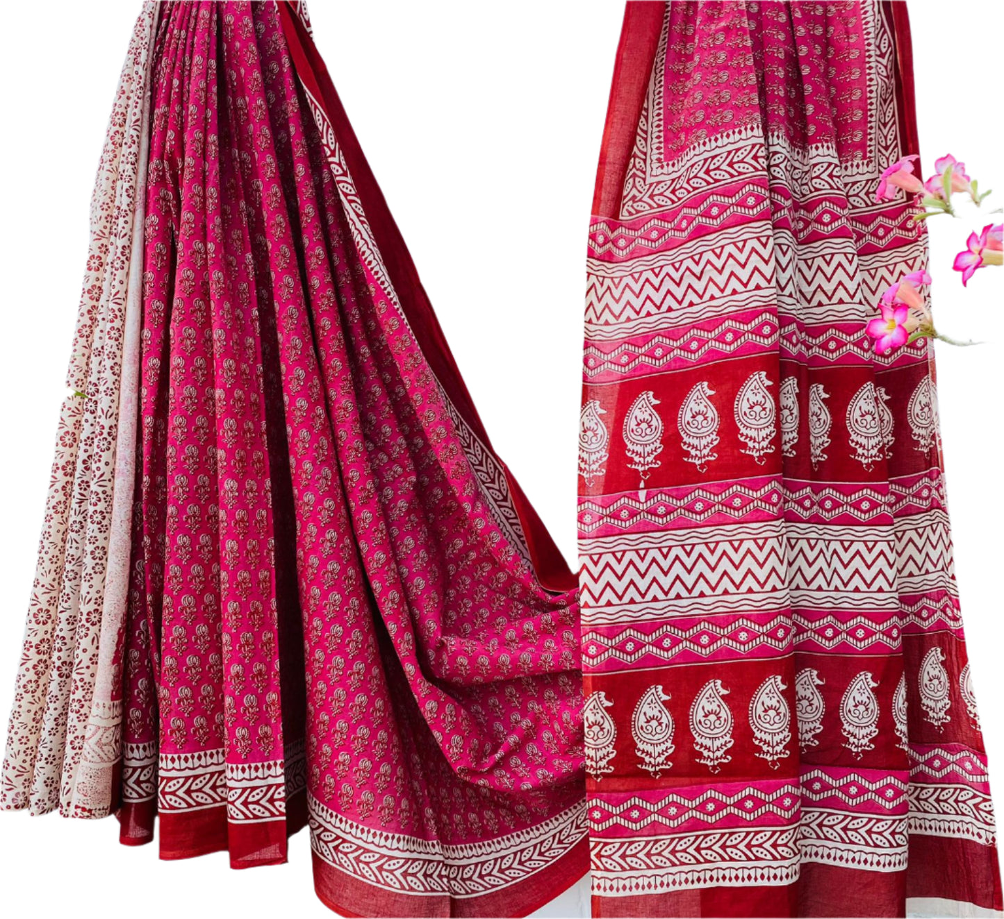 Mul Cotton Saree Red