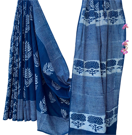 Mul Cotton Saree Indigo