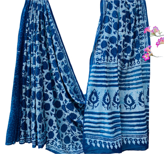 Mul Cotton Saree Indigo