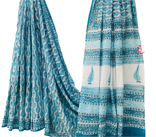 Mul Cotton Saree Blue