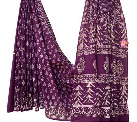 Mul Cotton Saree Purple