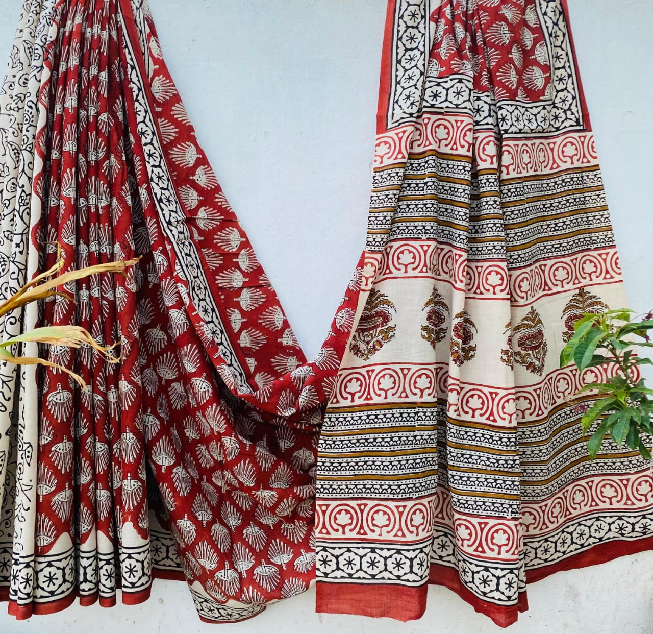 Mul Cotton Saree  Handblock Print Maroon
