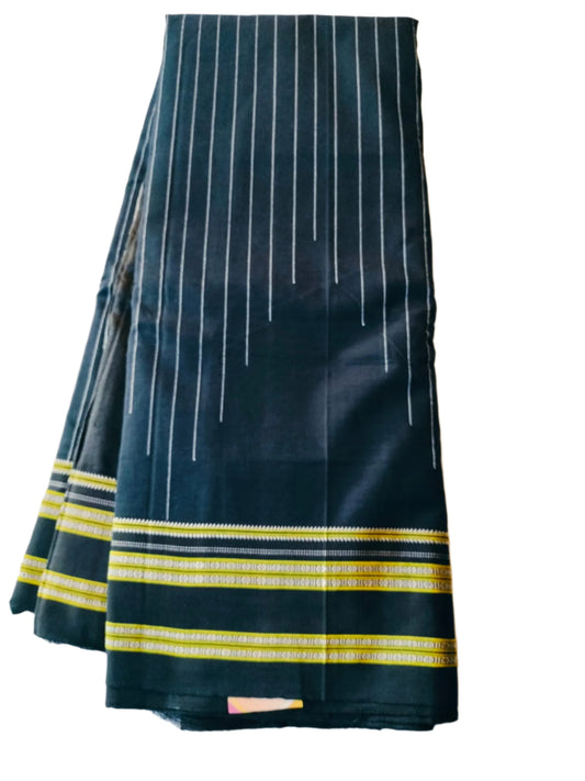 "Ilkal Handloom Saree with Raw Silk Pallu Black