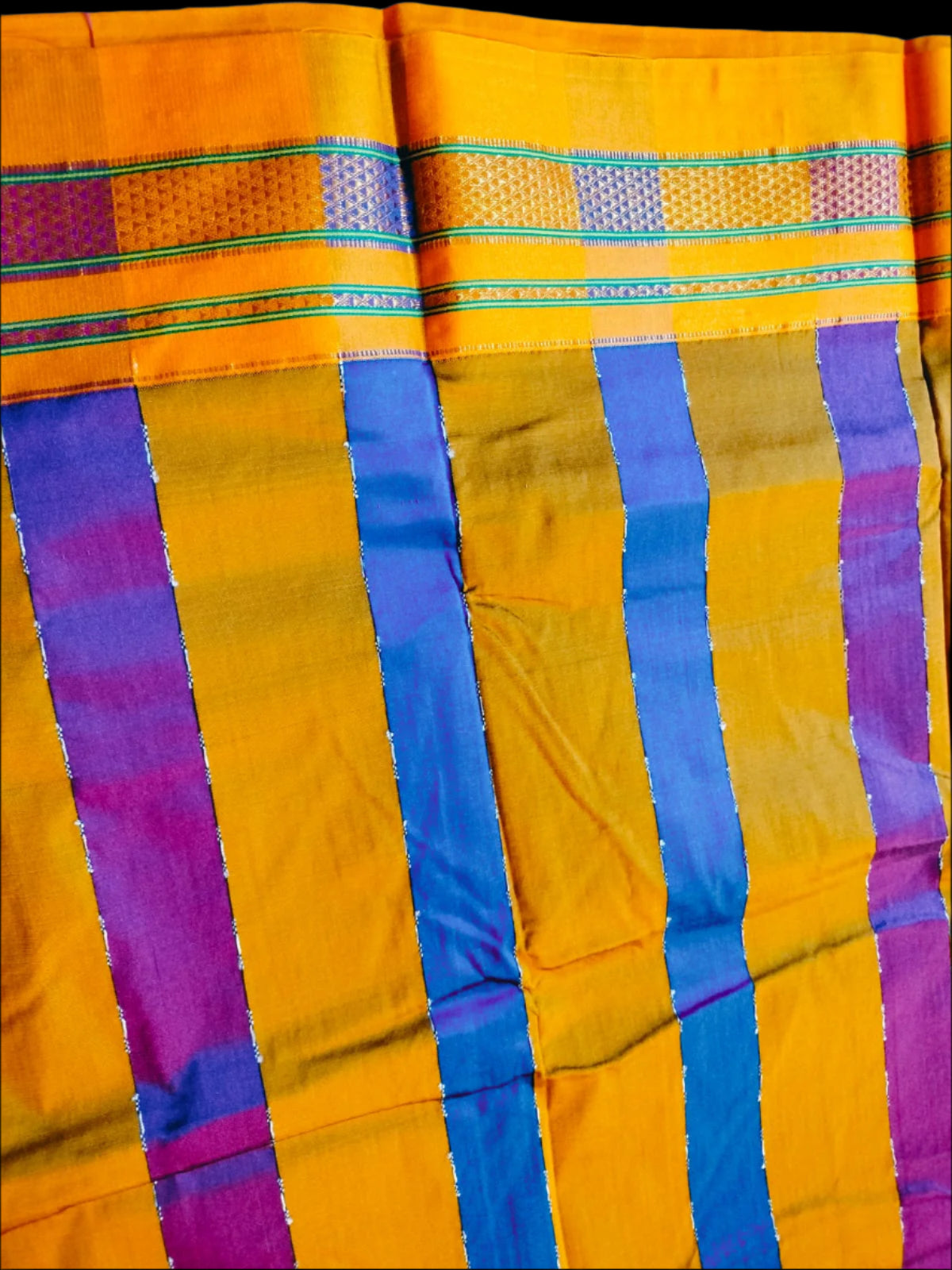 Ilkal Cotton Saree with Narayanpet Viscose Silk Pallu Blue
