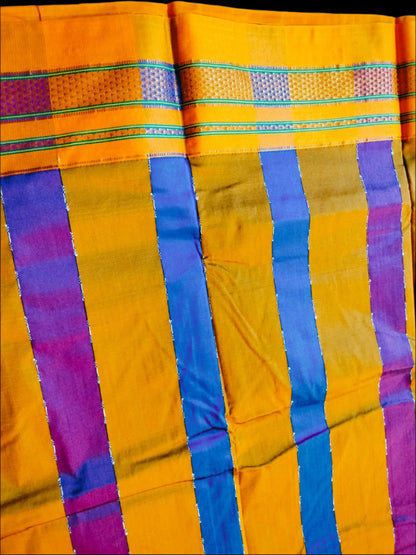 Ilkal Cotton Saree with Narayanpet Viscose Silk Pallu Blue