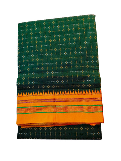 "Ilkal Cotton Saree with Narayanpet Viscose Silk Pallu  Green