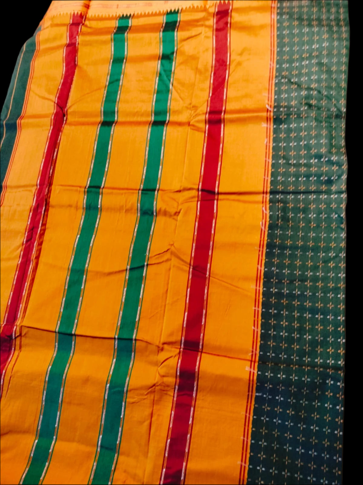 "Ilkal Cotton Saree with Narayanpet Viscose Silk Pallu  Green