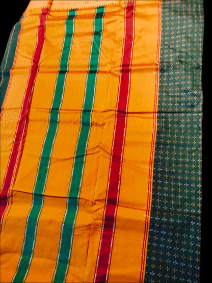 "Ilkal Cotton Saree with Narayanpet Viscose Silk Pallu  Green