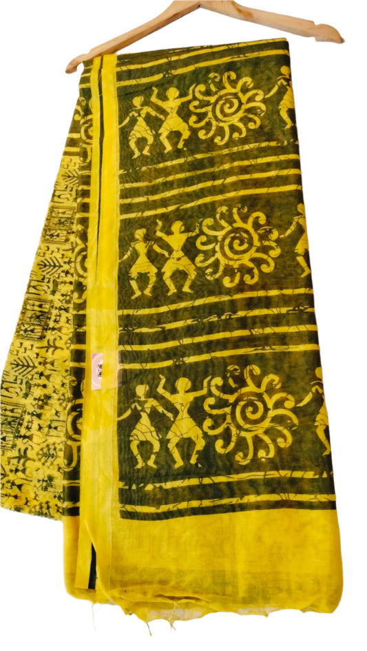 Pure Cotton warli Print yellow