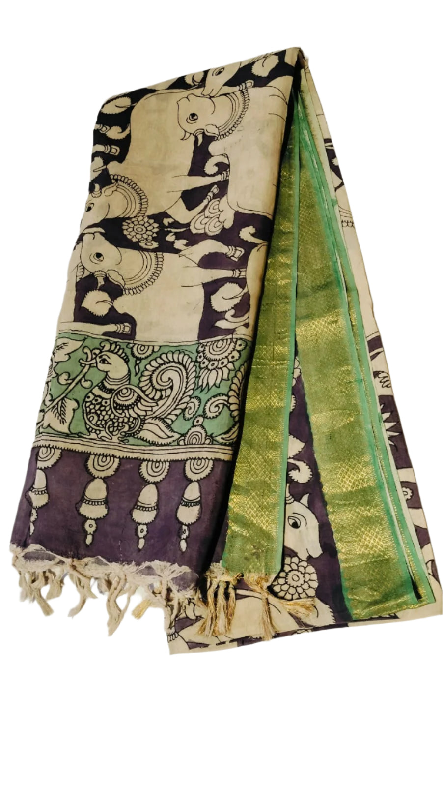 Hand-Painted Pen Mangalgiri Kalamkari Dupatta – Traditional & Elegant