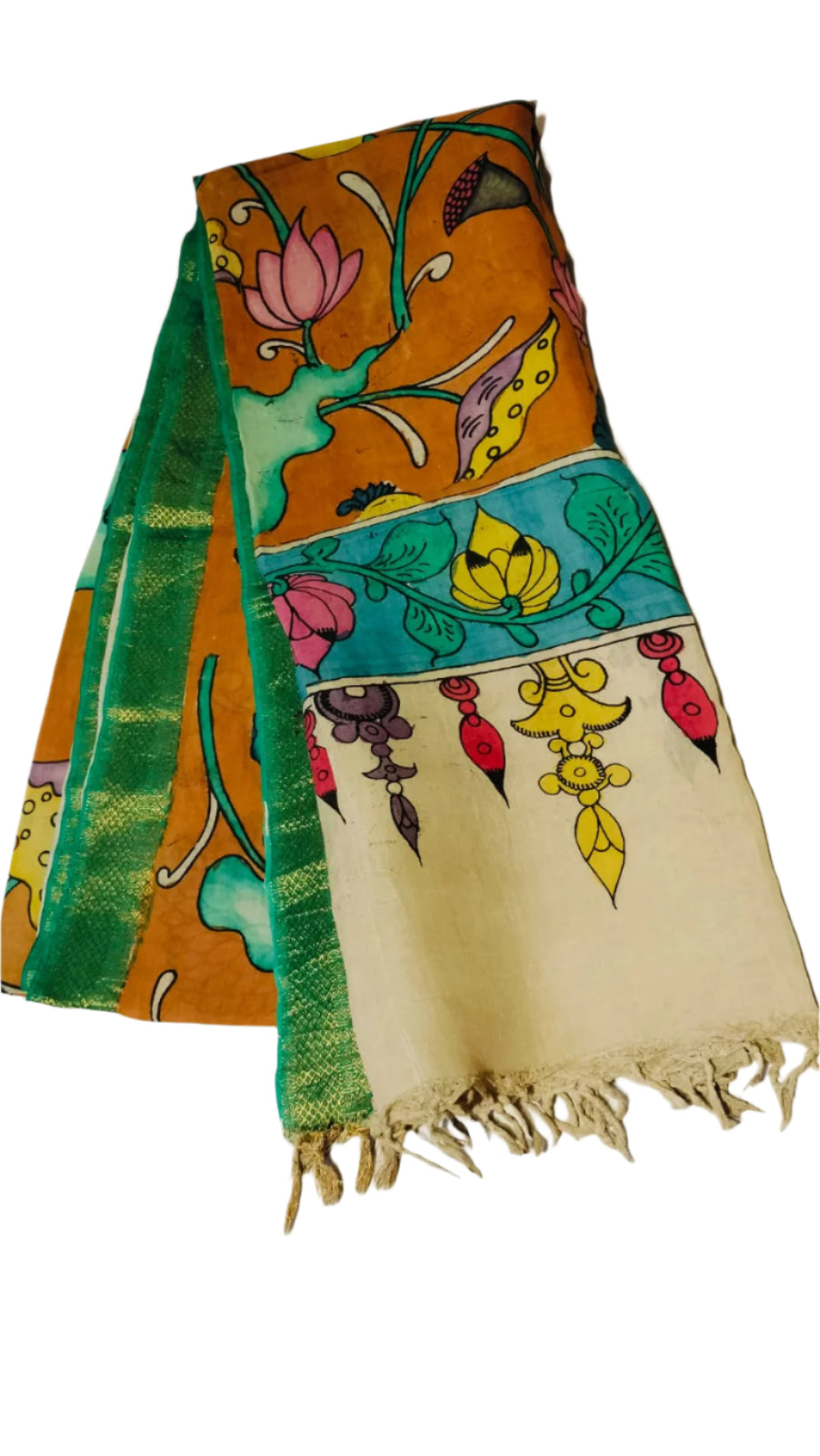 Hand-Painted Pen Mangalgiri Kalamkari Dupatta