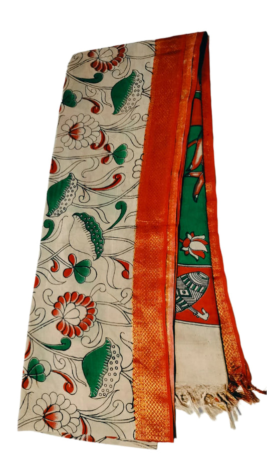 Nizam Border Mangalagiri Silk Kalamkari Dupattas