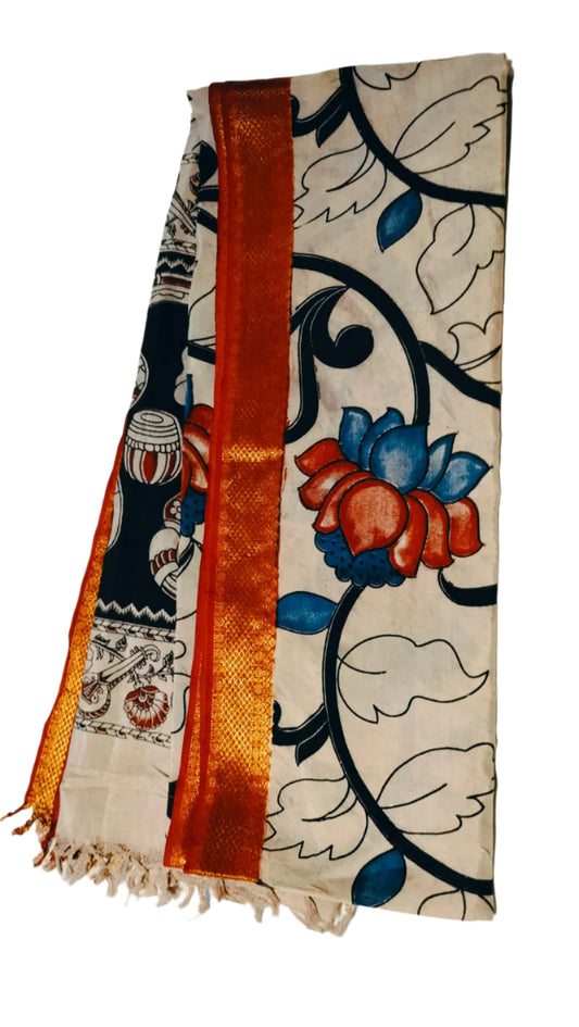 Nizam Border Mangalagiri Silk Kalamkari Dupattas