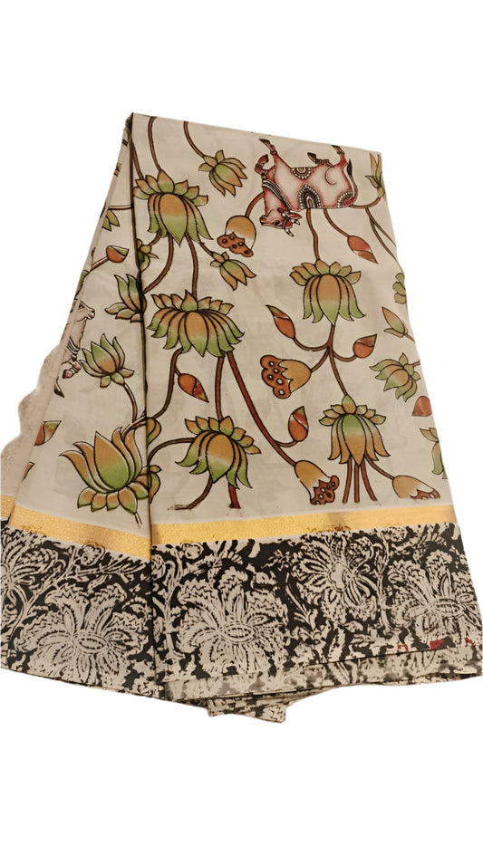 Kalamkari Mangalgiri Silk Khadi Saree – Handcrafted Elegance
