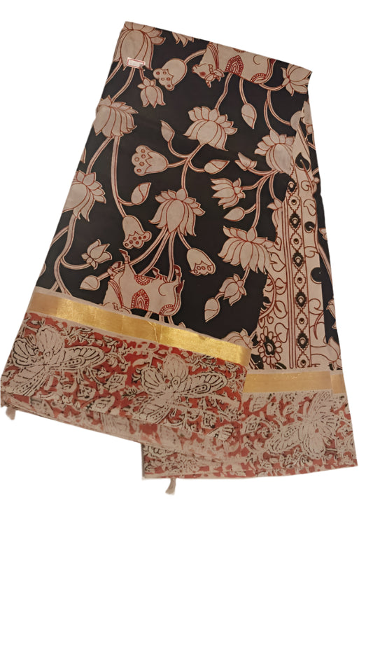 Kalamkari Mangalgiri Silk Khadi Saree – Handcrafted Elegance | Gruhini Silks