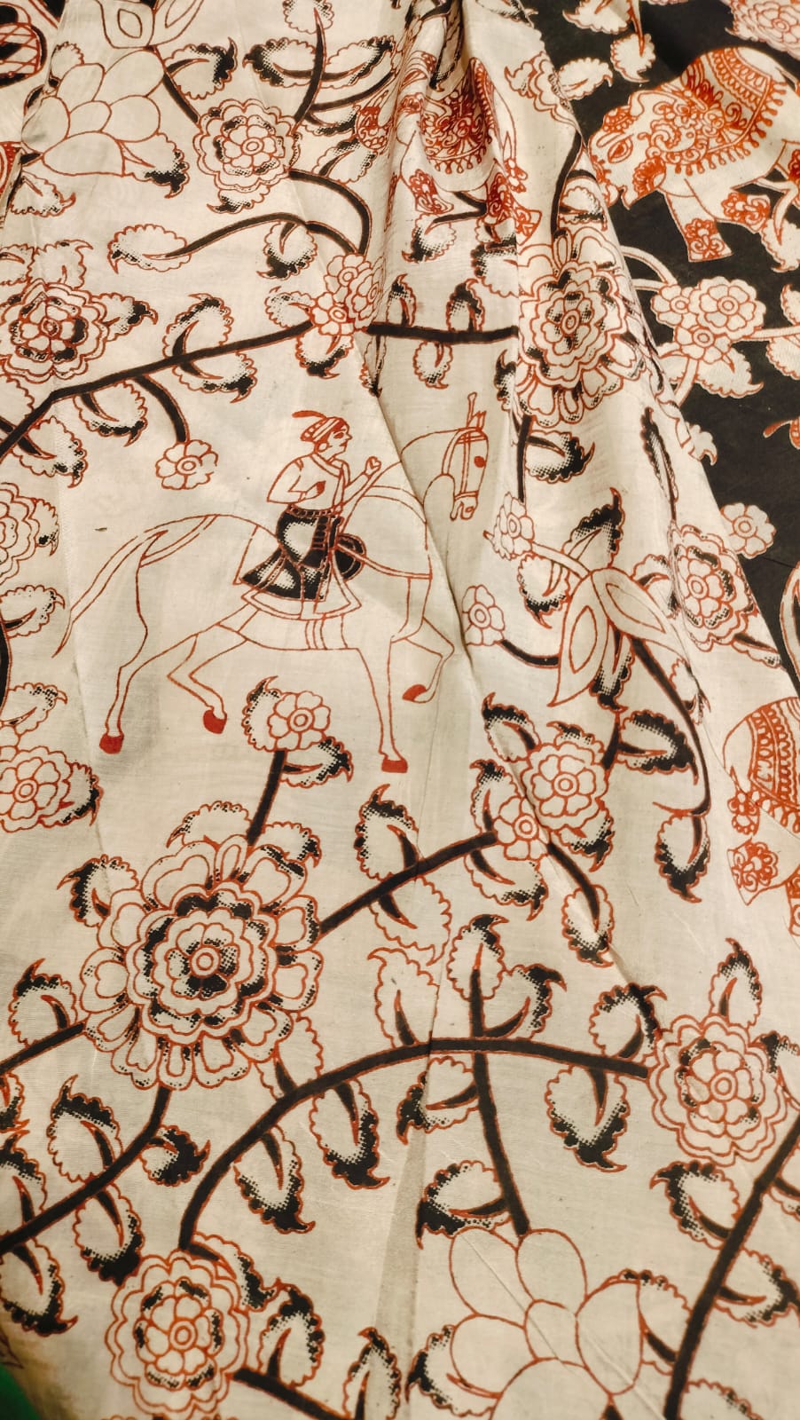 Kalamkari Mangalgiri Silk Khadi Saree – Handcrafted Elegance
