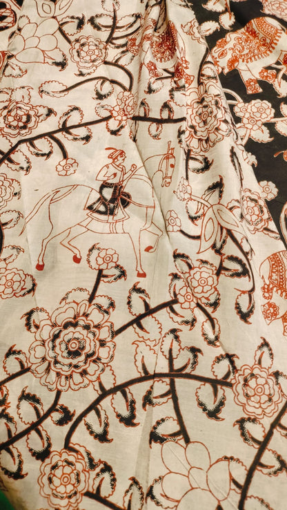 Kalamkari Mangalgiri Silk Khadi Saree – Handcrafted Elegance