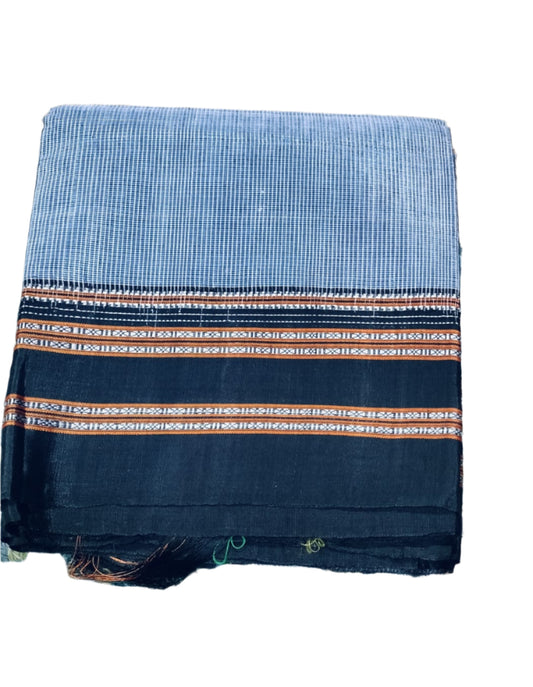 Handloom ILKAL SAREE GREY - Black Resham Pallu