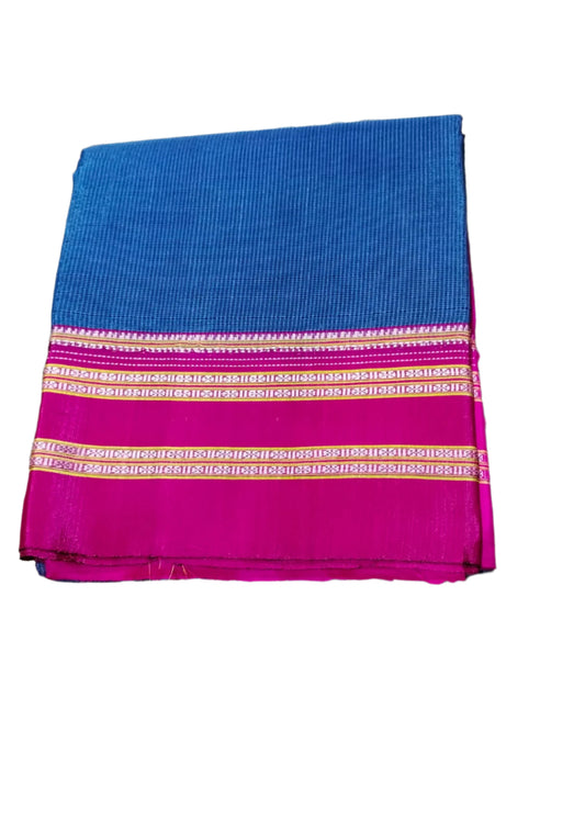 Handloom Ilkal Saree Blue - Majenta Resham Pallu
