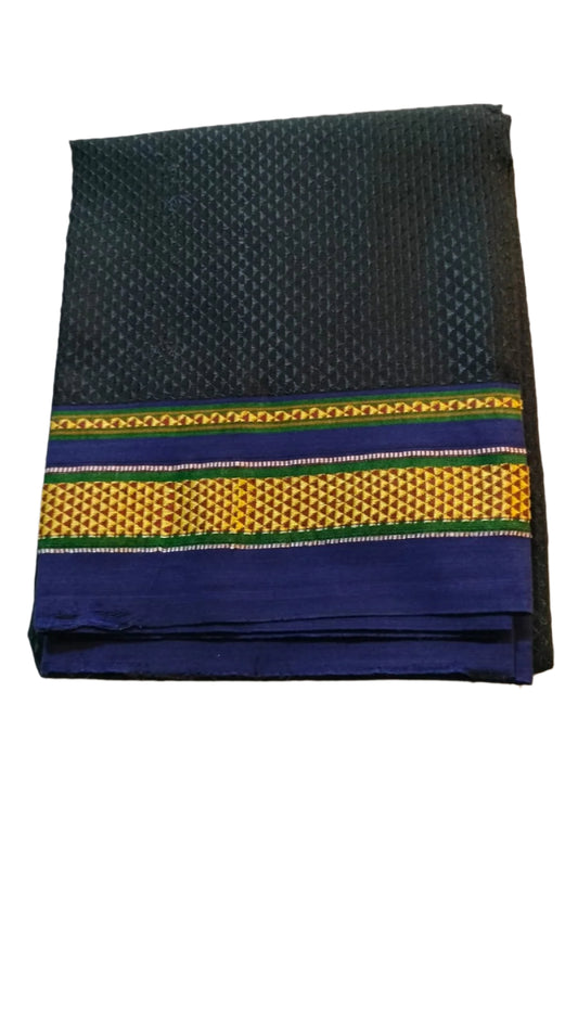 Khun Blouse Fabric - Black with Blue